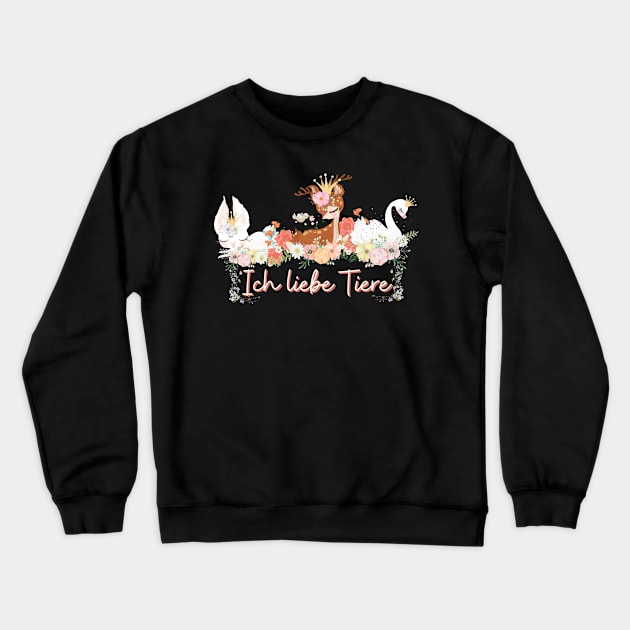 Hase Reh Schwan Liebe Tiere Prinzessin Blumen Süß Crewneck Sweatshirt by Maggini Art